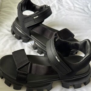 Prada Black Chunky Sandals Thunder/ Nastro/ Nero/9UK 10 US